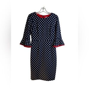 Shelby & Palmer patriotic polka dot 3/4 bell/ ruffle sleeve dress. Size 6